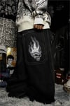 Siyah Ter Dikiş Flaming Skull Harajuku Y2K Unisex Baggy Pantolon