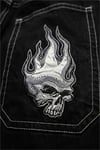 Siyah Ter Dikiş Flaming Skull Harajuku Y2K Unisex Baggy Pantolon