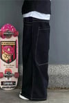 Siyah Ters Dikiş Skater Streetwear Y2K Unisex Baggy Pantolon
