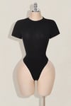 Siyah The Stronger Gotik Transparan Kısa Kollu Çıtçıtlı Body