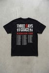 Siyah Three Days Grace Alienation Tour Unisex Y2K T-Shirt