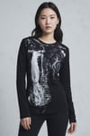 Siyah Vintage Angel Affliction Cyber Grunge Y2K Uzun Kollu Crop