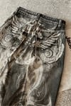 Siyah Yıkamalı Shadow Spine Yırtık Detaylı Gotik Y2K Unisex Baggy Pantolon