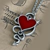 Snake Devil Heart Kırmızı Kolye