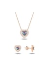 Kalp Mistik Topaz Zirkon Taşlı Tektaş Set
