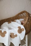 Teddy-Dört Kat Müslin Ekru Souris Battaniye
