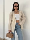 BEJ ARKA DÜĞME DETAYLI BLAZER CEKET