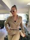 HAKİ TEK DÜĞMELİ CROP CEKET