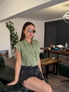 YEŞİL 2 CEPLİ CROP GÖMLEK