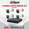 Dahua 4 Kameralı 2 Mp Sesli İp Güvenlik Kamera Seti IPC-HFW1230TC1-SA