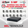 Dahua 5 MP 12 Kameralı Sesli 30 Metre Renkli Gece Görüşlü Full HD Kamera Seti