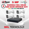 Dahua 5 MP 4 Kameralı Sesli 30 Metre Renkli Gece Görüşlü Full HD Kamera Seti