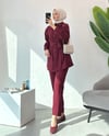Kemerli Tunik Pantolon Bordo Takım