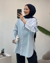 Kolucu Taşlı Buz Mavi Poplin Gömlek