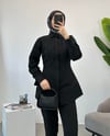 Belden Oturtmalı Siyah Gömlek