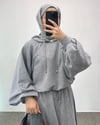 Kapşonlu Sweat Etek Gri Takım