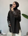 Kolucu Taşlı Kahve Poplin Gömlek