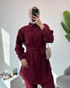 Kemerli Tunik Pantolon Bordo Takım