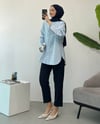 Kolucu Taşlı Buz Mavi Poplin Gömlek