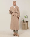 Oversize Kemeri Tokalı Krem Trençkot