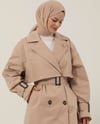Oversize Kemeri Tokalı Krem Trençkot