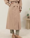 Oversize Kemeri Tokalı Krem Trençkot
