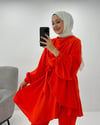 Tunik Pantolon Nar Çiçeği Krep Takım