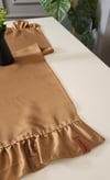 Cemre Saten 2-Kenar Fırfırlı Vintage Runner Örtü Camel 40X110