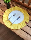LİZBON Keten Yuvarlak Fırfırlı 2 li Vintage amerikan servis Sarı 40X40