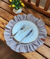 LİZBON Keten Yuvarlak Fırfırlı 2 li Vintage amerikan servis Krem 40X40