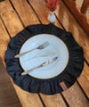 LİZBON Keten Yuvarlak Fırfırlı 2 li Vintage amerikan servis SİYAH 40X40