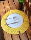 LİZBON Keten Yuvarlak Fırfırlı 2 li Vintage amerikan servis Sarı 40X40