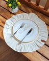 LİZBON Keten Yuvarlak Fırfırlı 2 li Vintage amerikan servis Krem 40X40