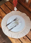 LİZBON Naturel Keten Yuvarlak Fırfırlı 6 li Vintage amerikan servis bej 40X40