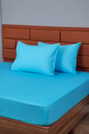 TEK KİŞİLİK LASTİKLİ ÇARŞAF+1 YASTIK KILIFI HEDİYE 100X200 TURKUAZ