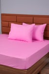 TEK KİŞİLİK LASTİKLİ ÇARŞAF+1 YASTIK KILIFI HEDİYE 100X200 PEMBE