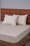 TEK KİŞİLİK LASTİKLİ ÇARŞAF+1 YASTIK KILIFI HEDİYE 100X200 BEJ