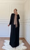 TAŞ DETAYLI UZUN ELBİSE SİYAH