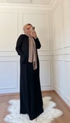 TAŞ DETAYLI UZUN ELBİSE SİYAH
