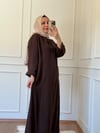 V YAKA DÜĞME DETAYLI ELBİSE