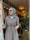 0259 DÜĞMELİ TAŞLI ELBİSE YEŞİL