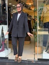 1111 BLAZER CEKETLİ TAKIM KAHVE ÇİZGİLİ