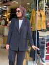 1111 BLAZER CEKETLİ TAKIM KAHVE ÇİZGİLİ
