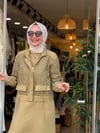 2585 CEKETLİ ELBİSE YAĞYEŞİLİ