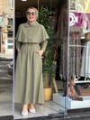 3019 PELERİNLİ ELBİSE YEŞİL