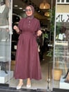 3034 BELDEN BAĞLAMALI ELBİSE BORDO
