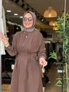 3034 BELDEN BAĞLAMALI ELBİSE KAHVE