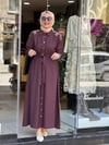 3325 OMUZ TAŞLI ELBİSE MÜRDÜM