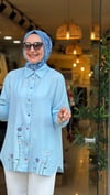 333 ÇİÇEKLİ GÖMLEK MAVİ