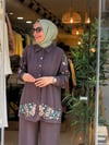 3657 TAŞ İŞLEMELİ TAKIM KAHVE